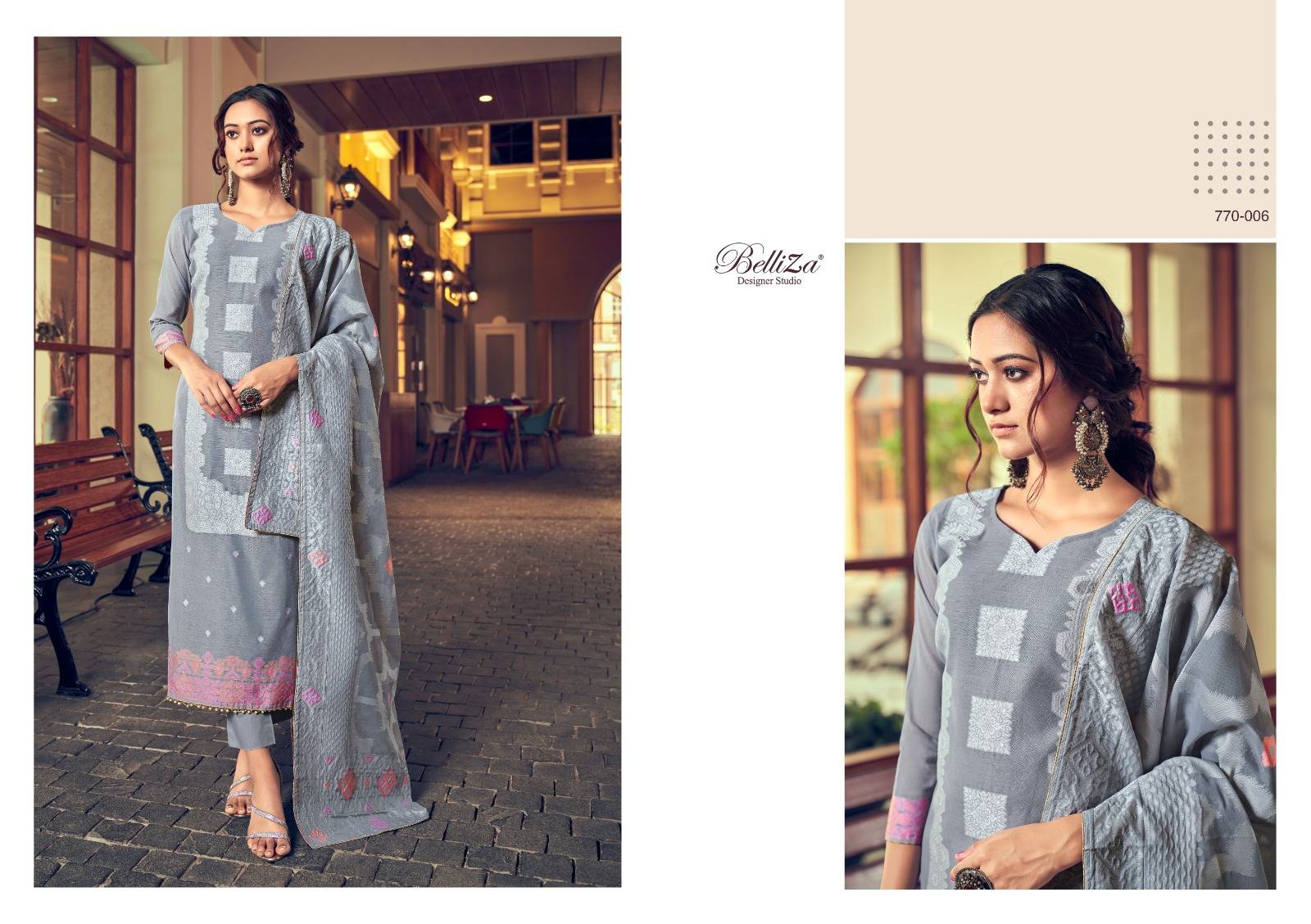 ODHNI BY Belliza 770-001 TO 770-006 SERIES Pakistani Stylish Embroidered Pure Cotton Dresses At Wholesale Price